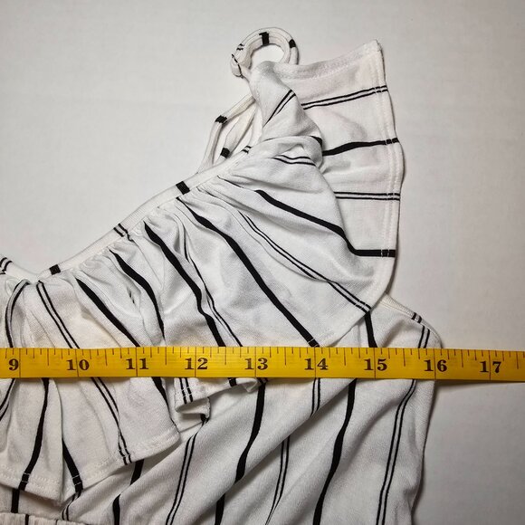 Express Striped High Low Strappy Dress Ruffle Detail Cutout Boho White Summer M - Picture 9 of 13
